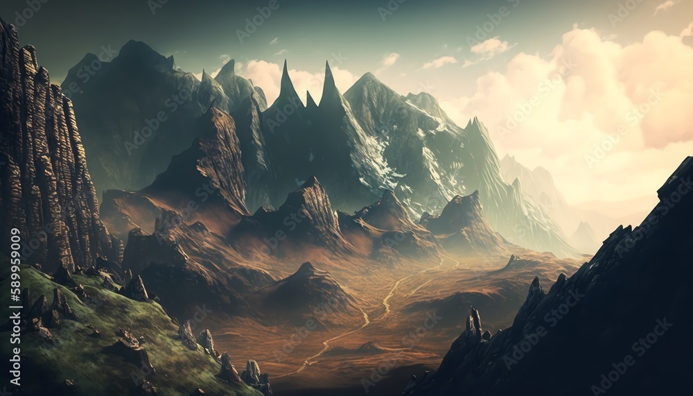 Background image of hills mountains and cliffs,Generative AI