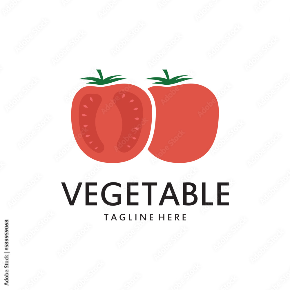 Obraz premium Fresh Tomato Logo Template Vector Illustration