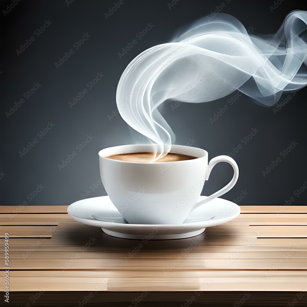 cup of coffee on the table. Generative AI.