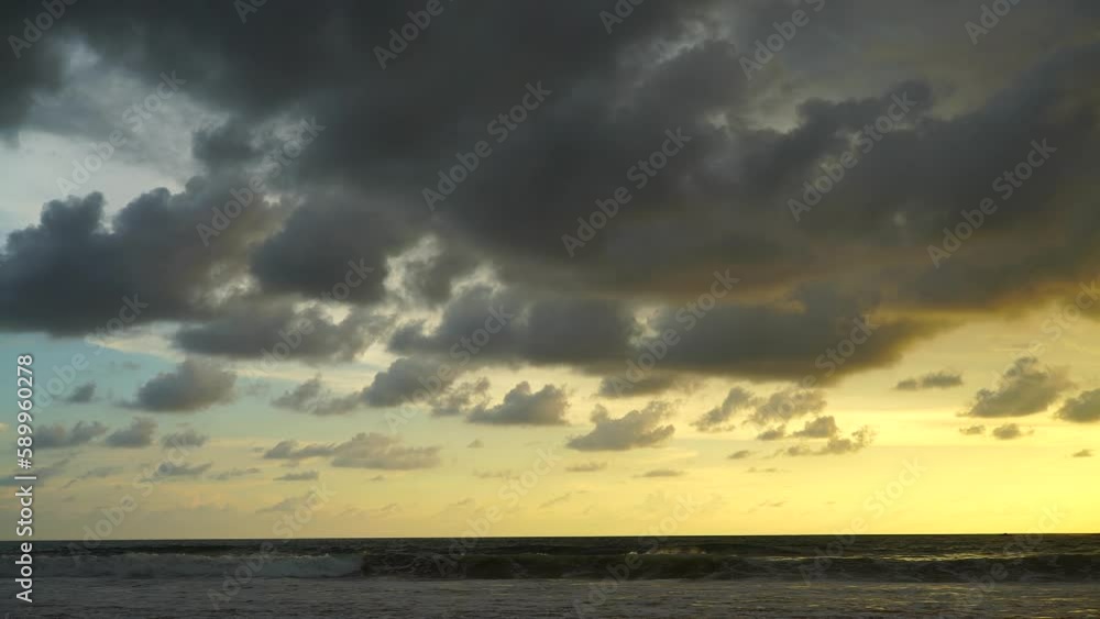 Landscape of the sea waves and cloudy sky Landscape of the sea waves and cloudy sky