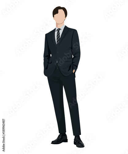 A man in a business suit on a white background. Vector illustration in flat style