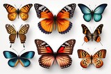 set of butterflies realistic Butterfly pack blank background  