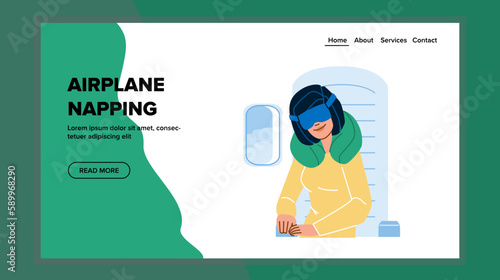 airplane napping woman vector