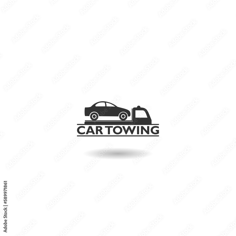 Car tow service icon with shadow Car tow service icon with shadow