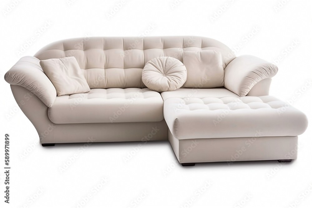 Modern White Furniture. Isolated Chair and Sofa on White Background Modern White Furniture. Isolated Chair and Sofa on White Background