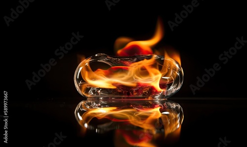 Glass magnifies the beauty of transparent flames Creating using generative AI tools