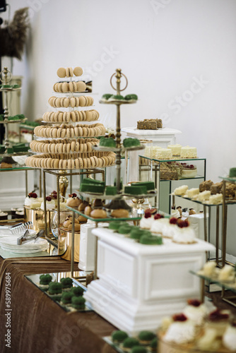green wedding candy bar sweets on the table
