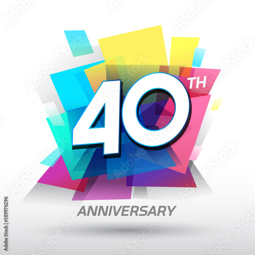 40th Anniversary with confetti and celebration background