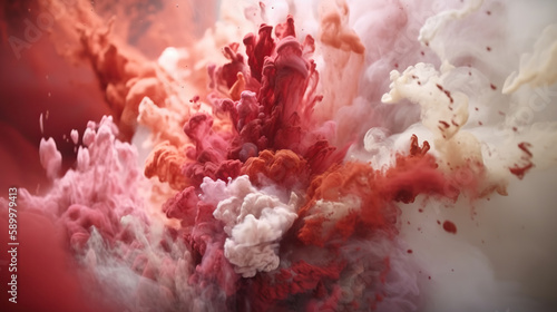 Explosion of colored powder on black background. generative ai