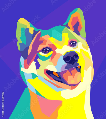cute shiba inu face pop art style