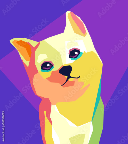 cute shiba inu face pop art style