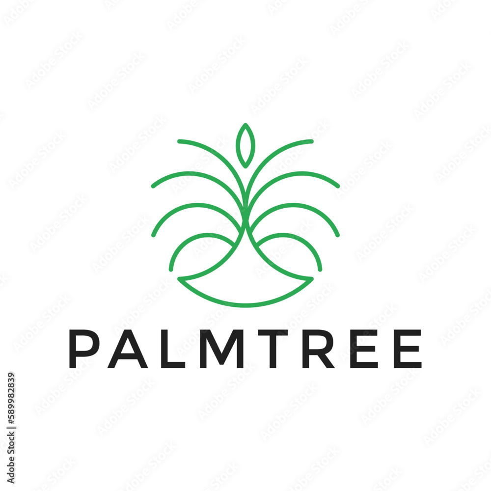 palm tree simple line logo design