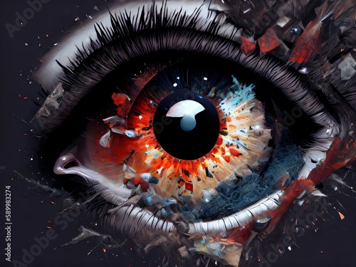 Abstract illustration of human eye. Medicine, view, organ of vision or health concept. Created with generative AI tools