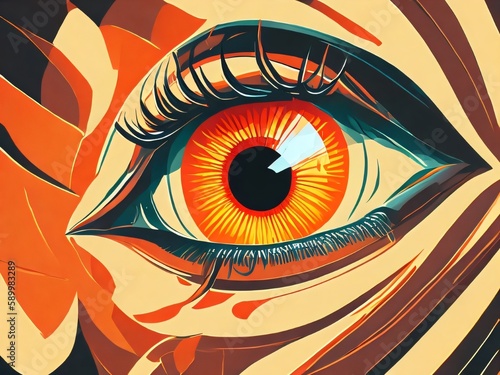 Abstract illustration of human eye. Medicine, view, organ of vision or health concept. Created with generative AI tools