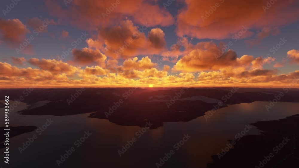 Sunrise Aerial View of Destruction Bay Lake; Yukon. Canada Sunrise Aerial View of Destruction Bay Lake; Yukon. Canada