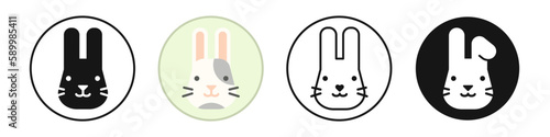 Eared rabbit vector set. Eared hare, rabbit face icon