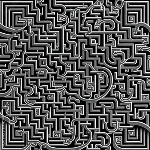 Abstract colorful maze labyrinth wallpaper, Generative AI