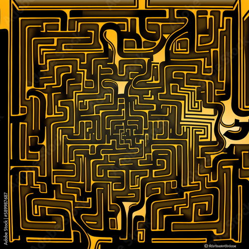 Abstract colorful maze labyrinth wallpaper, Generative AI