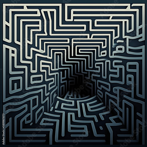 Abstract colorful maze labyrinth wallpaper, Generative AI