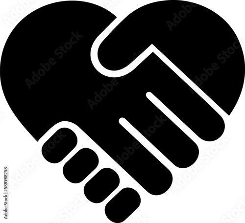 Flat icon of handshake in the form of a heart as a concept of trust and support