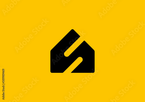 Monogram home logo symbol with abstract initial letter S inside