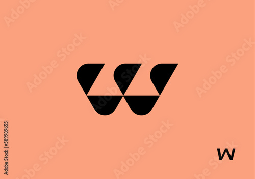sporty monogram logo letter W and foot in negative space area