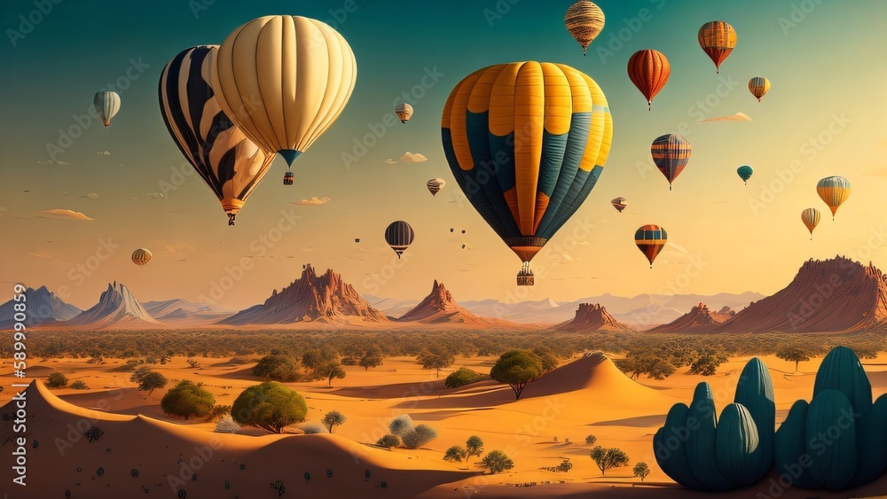 Obraz premium hot air balloon in the desert