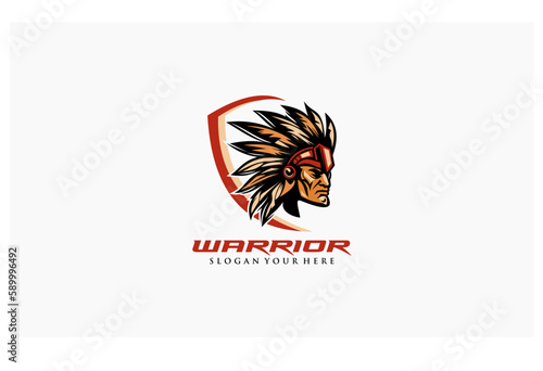 indian warrior concept creative design logo