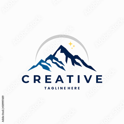 creative mountain logo design illustration
