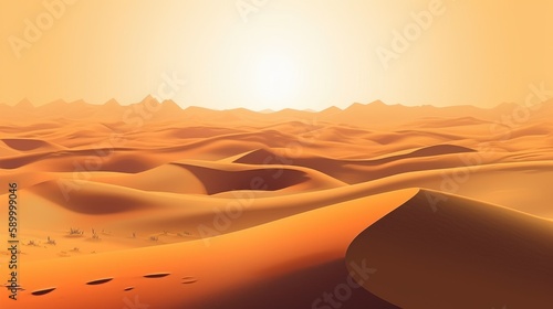 Sand dunes form a peaceful desert landscape - generative ai © Andrus Ciprian