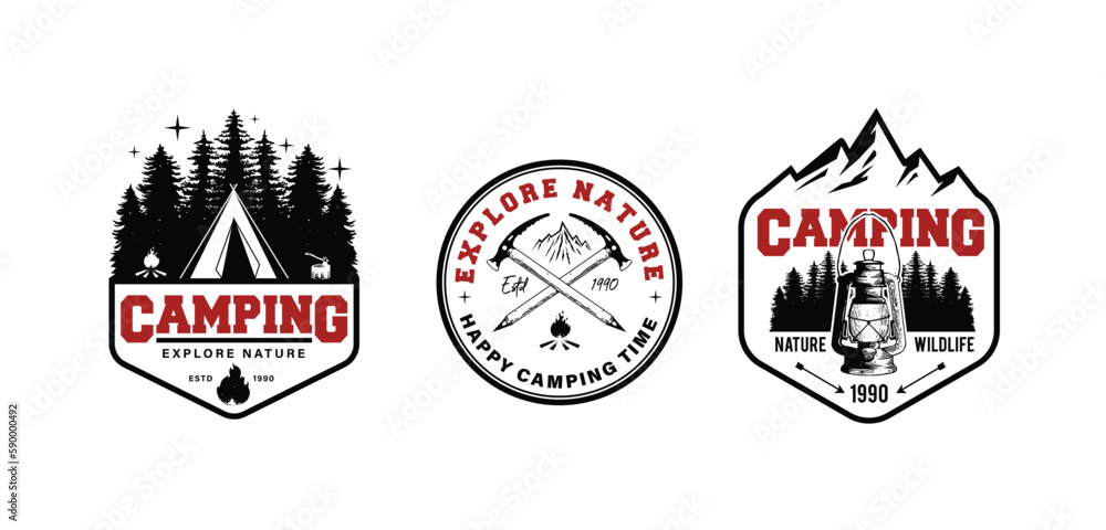 Obraz premium Camping badges set