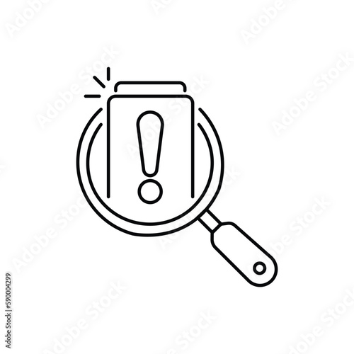 thin line doc like assesment or crisis audit icon. concept of important tax statistics symbol or business procedure sign. simple linear alert page logotype graphic web stroke design isolated on white