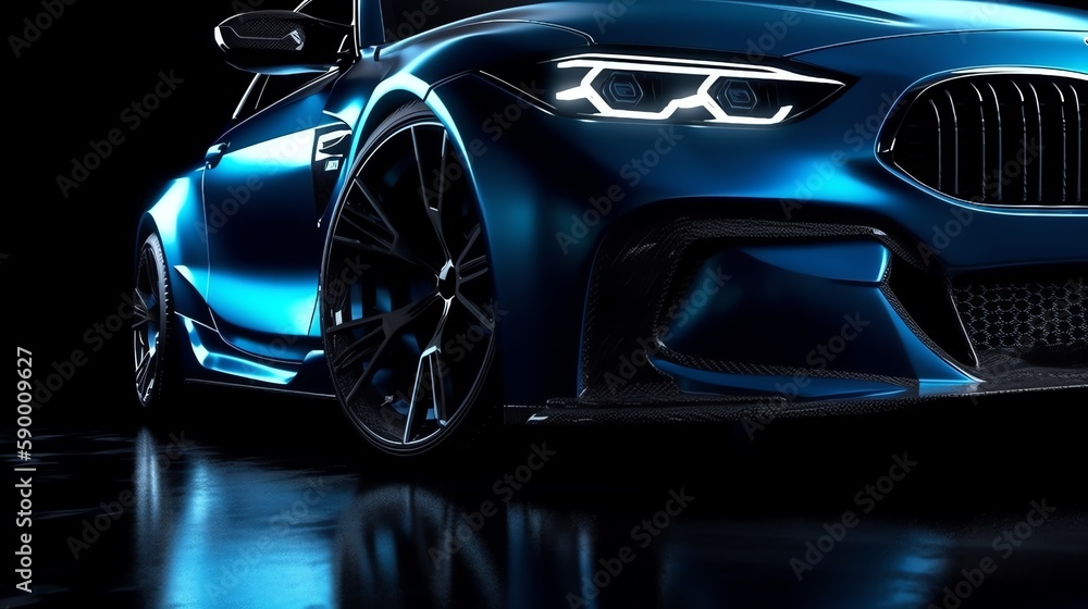 Abstract sport luxury car. Dark background. Ai generated