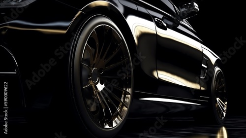 Abstract sport luxury car. Dark background. Ai generated © vladzelinski