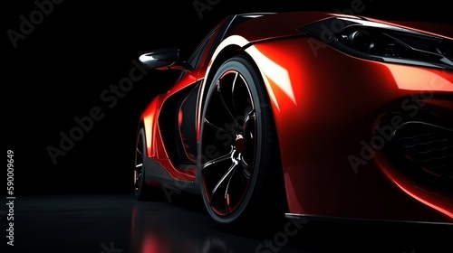 Abstract sport luxury car. Dark background. Ai generated © Vladzelinski