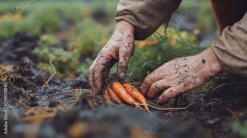 Hands picking carrots from their crops