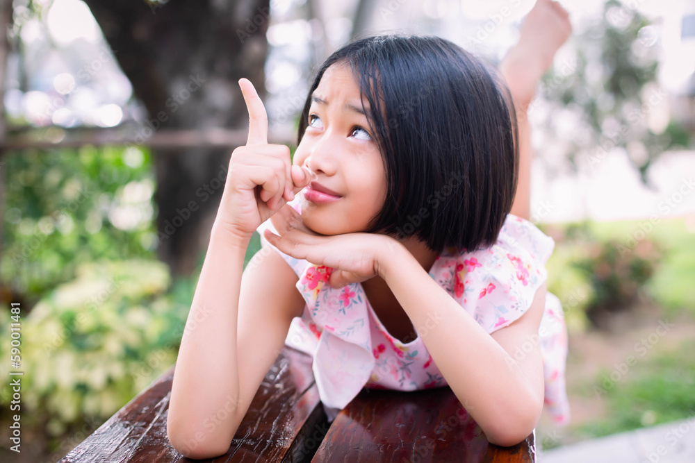 girl showing love sign with hand happy bright cheerful white dress blue skirt girl showing love sign with hand happy bright cheerful white dress blue skirt