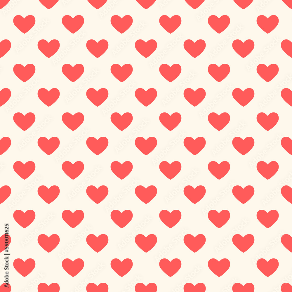 Seamless coral heart pattern background.Simple heart shape seamless pattern in diagonal arrangement. Love and romantic theme background.