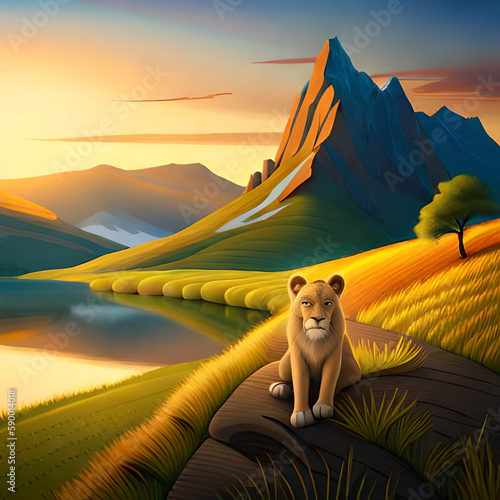 Lion King With Nature Background