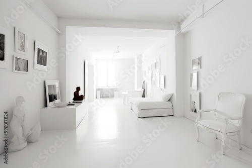 white lounge room. design interiors. Generative Ai 