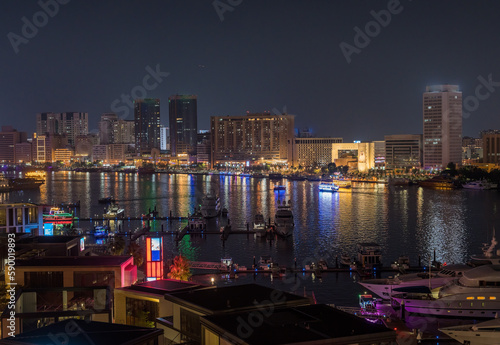 View down the Creek towards Deira as tour boats pass along the water photo