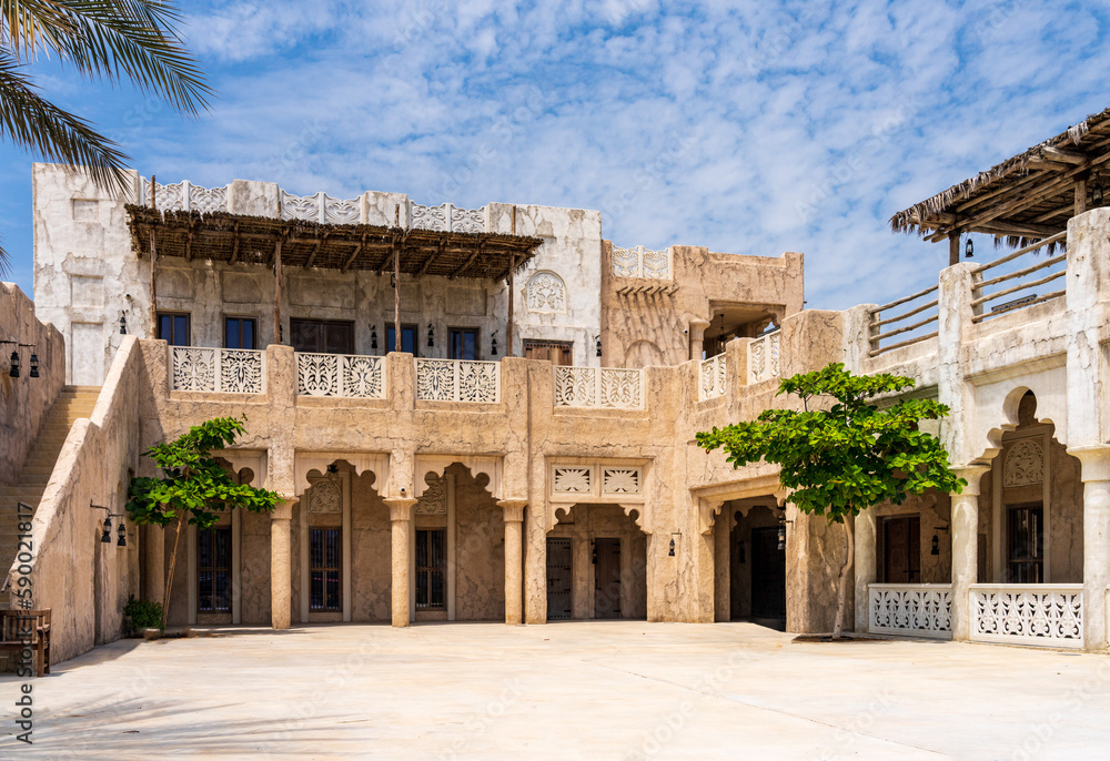Wide courtyard in front of a traditional house along the Creek in the Al Shindagha district in Bur Dubai