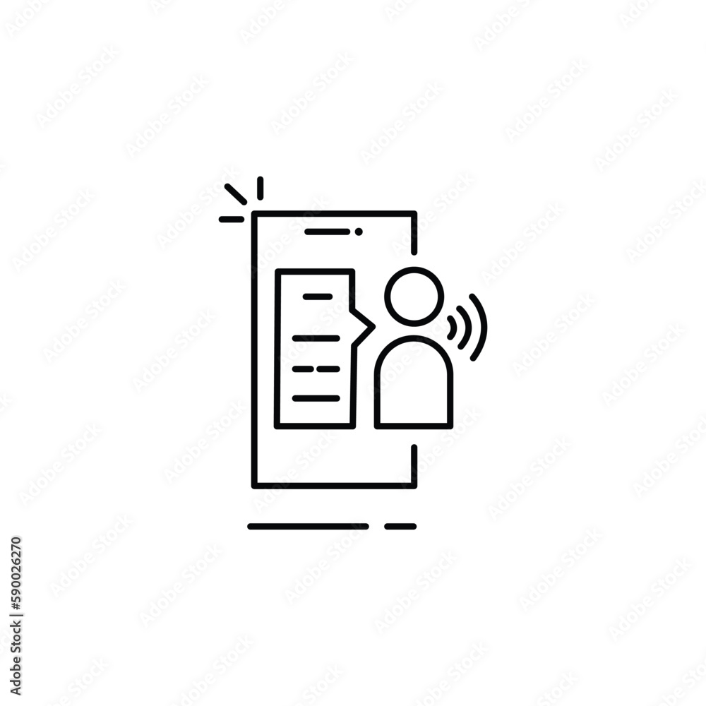 thin line influencer icon with phone. stroke trend modern simple linear engagement speech bubble logotype graphic design illustration isolated on white. concept of web business campaign and audiobook thin line influencer icon with phone. stroke trend modern simple linear engagement speech bubble logotype graphic design illustration isolated on white. concept of web business campaign and audiobook