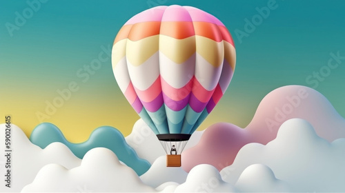 Soft pastel colors set the mood for a serene hot air balloon ride. Generative AI