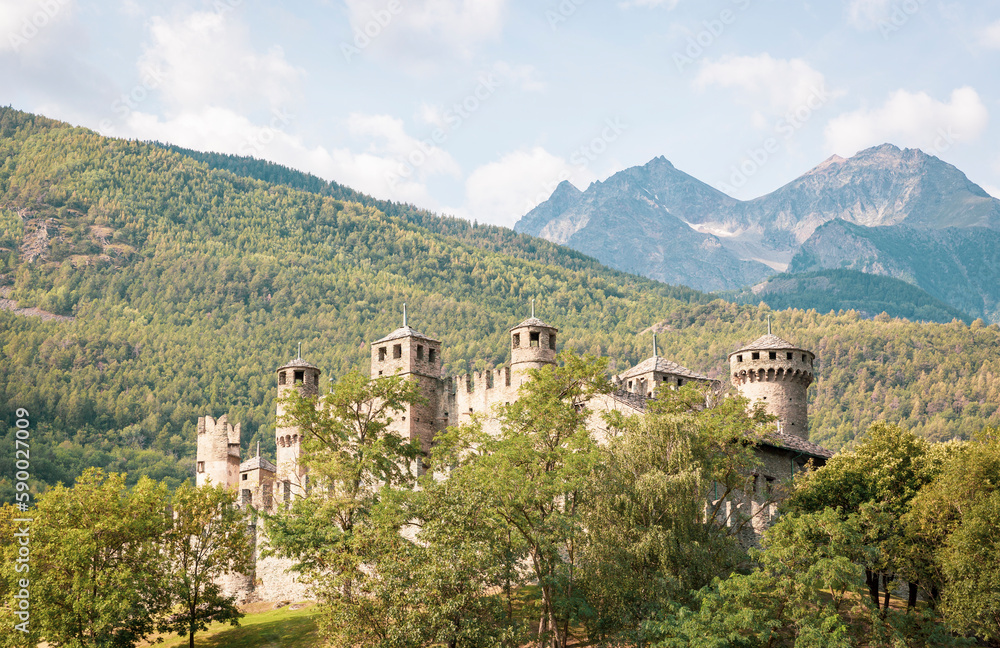 the medieval castle of Fénis, Aosta Valley, Italy