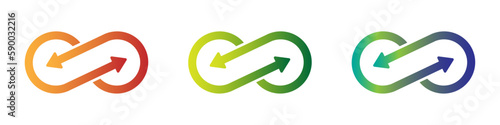 Infinite sign gradient vector icons set. Synergy icons
