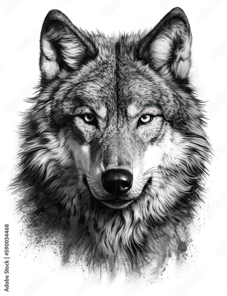 Wolf Face Illustration, Sketch, Majestic, Graphical Resource, Logo, T Shirt, Graphic Design. Generative AI Wolf Face Illustration, Sketch, Majestic, Graphical Resource, Logo, T Shirt, Graphic Design. Generative AI