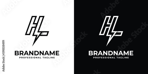 Letter HL Thunderbolt Logo, suitable for any business with HL or LH initials.