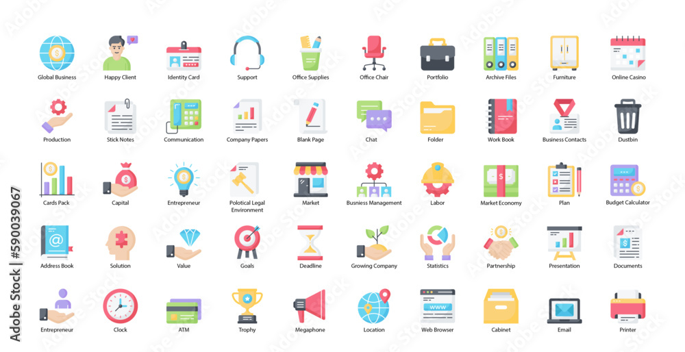 Essentials Flat Icons Office Hardware Workplace Icon Set in Color Style 50 Vector Icons Essentials Flat Icons Office Hardware Workplace Icon Set in Color Style 50 Vector Icons