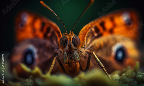 Insect butterfly close up view. Wildlife nature macro shot. Generative AI. © Vadim